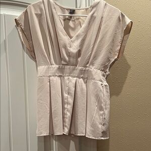 SHEIN Cream Pleated Blouse